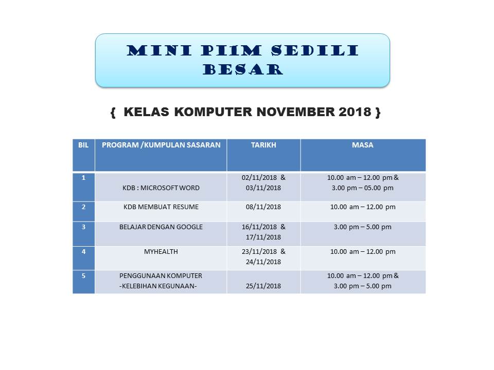 Jadual-november-2018